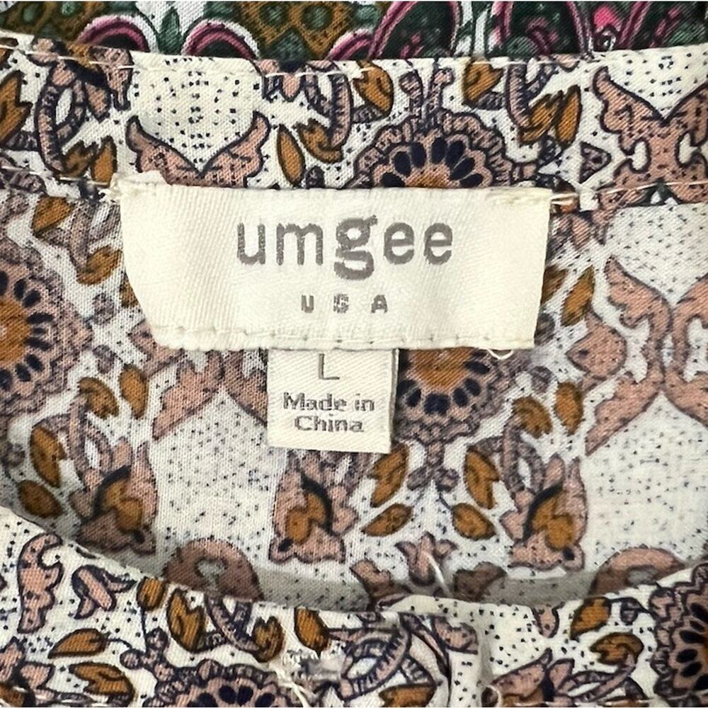 UMGEE Women’s L Mixed Print Floral Geometric Minidress Bohemian Chocolate Brown - Picture 4 of 5